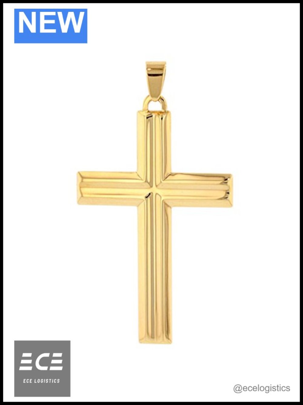 14 Karat Yellow Gold Crucifix Large Religious Cross Charm Pendant